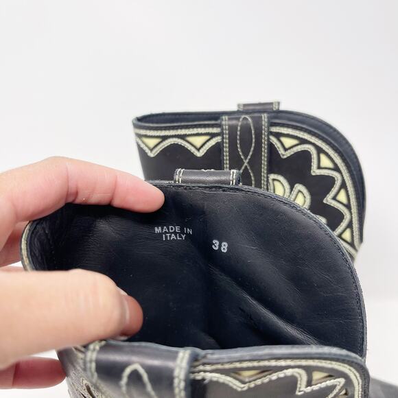 Golden Goose Womens 38 Black Wish Star Western Boot Yellow Sky Embroidery Italy - Picture 8 of 16